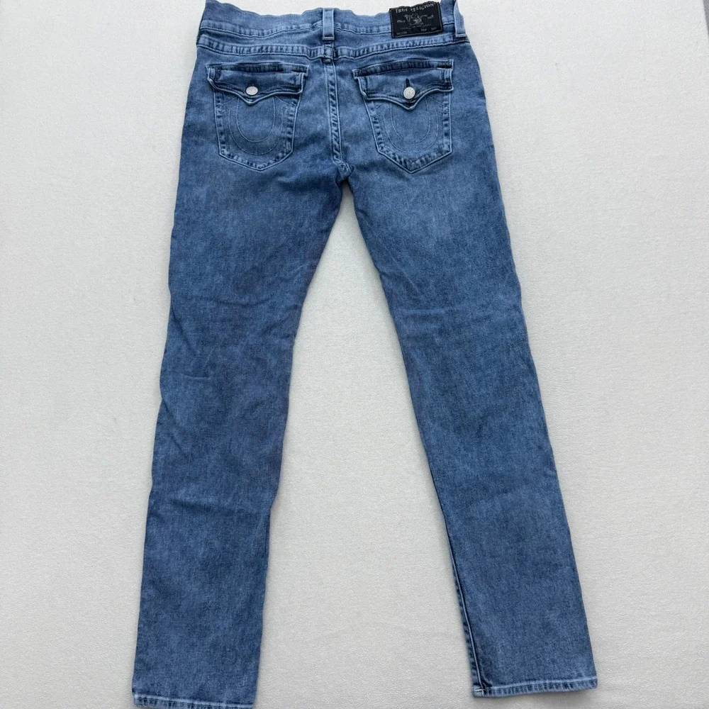 True Religion Rocco Relaxed Skinny Mens Size 36‎ Jeans Blue Acid Wash Pockets